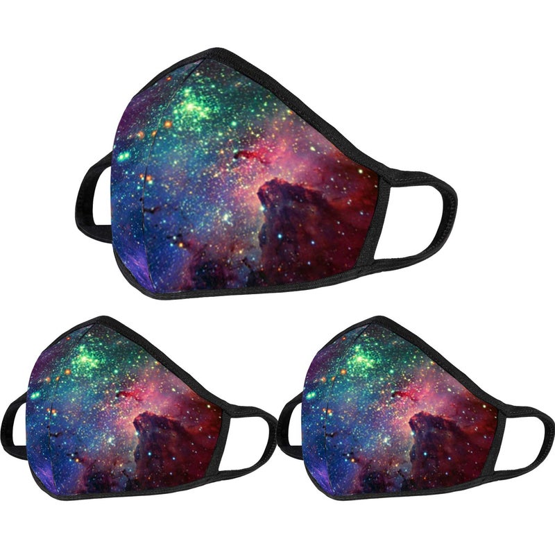 BeatBasic 3 Pack Galaxy Dust Mouth Face Mask - Inner White Cotton - Dustproof Saw-Dust Washable - Reusable Comfy - Cotton Protective Breathable Soft Warm Windproof Face Protection for Man and Woman - Image 1